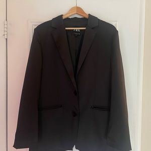 Zara oversized black satin blazer
